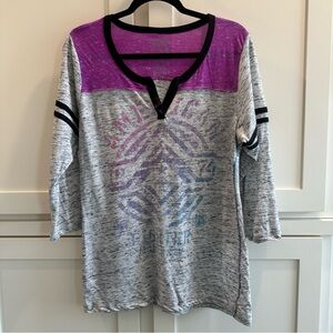 American Fighter Purple and Gray 3/4 Sleeve Tee Women’s Size XL